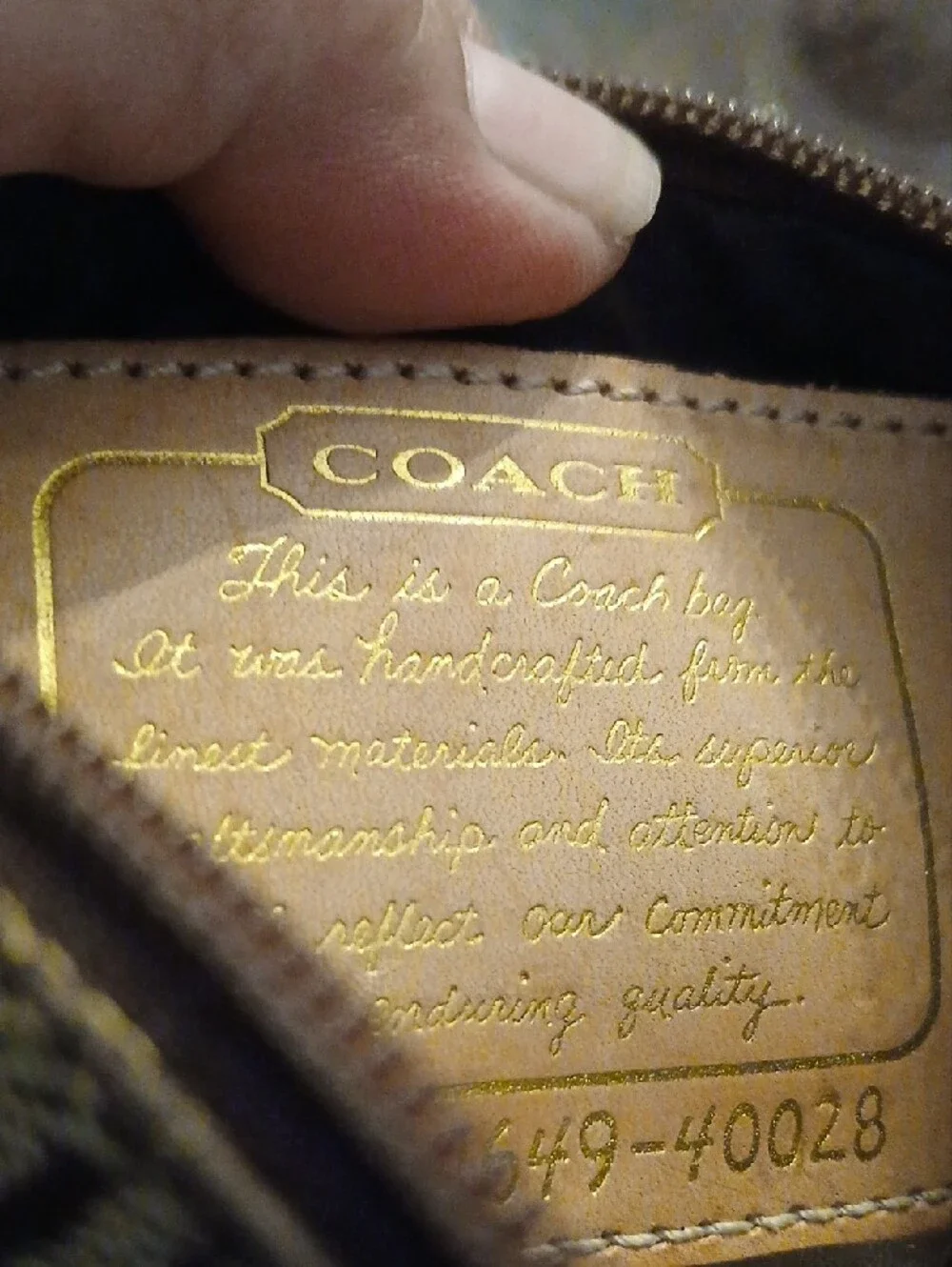 Coach Brown Logo Canvas Wristlet with Dark Brown Accent